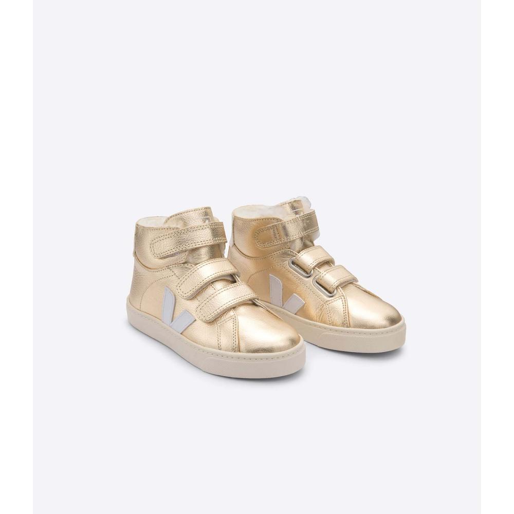 Veja ESPLAR MID FURED LEATHER Kids' High Tops Gold | NZ 698JPQ